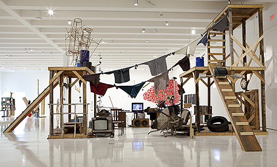 Installation view of The Autoconstrucción Suites, 2013, by Abraham Cruzvillegas, dimensions variable, Walker Art Center, Minneapolis. Courtesy of Kurimanzutto Gallery
